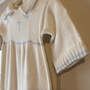 Boys knit baptismal/christening outfit with bonnet